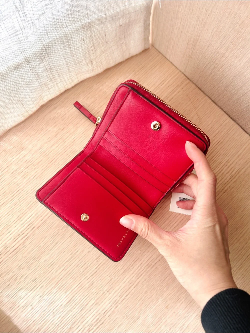 NWT💋Tory Burch Emerson Embossed Mini Wallet 175891 Red Sky gifts Coin Zip